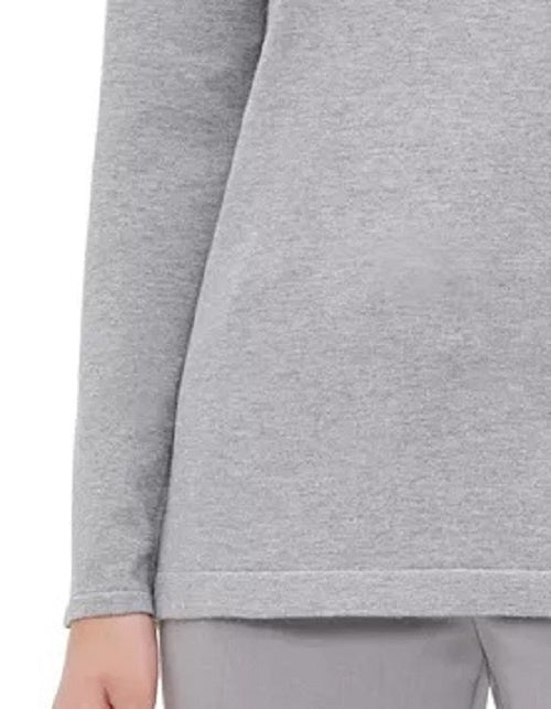 Calvin Klein Women's Heather Long Sleeve Jewel Neck Top Gray - Size Medium