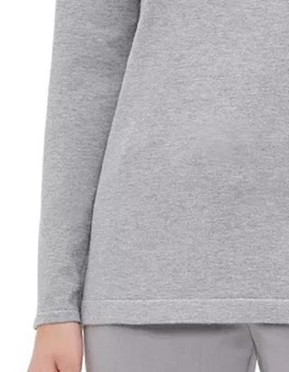 Calvin Klein Women's Heather Long Sleeve Jewel Neck Top Gray - Size Medium