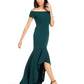 Calvin Klein Women's Off-The-Shoulder High-Low Gown BlueSize 6