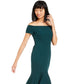 Calvin Klein Women's Off-The-Shoulder High-Low Gown BlueSize 6