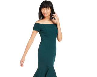 Calvin Klein Women's Off-The-Shoulder High-Low Gown BlueSize 6