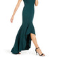Calvin Klein Women's Off-The-Shoulder High-Low Gown BlueSize 6