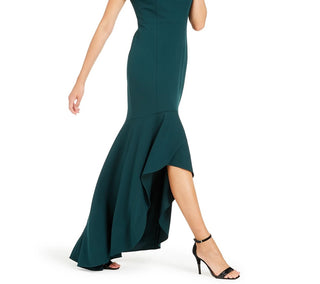 Calvin Klein Women's Off-The-Shoulder High-Low Gown BlueSize 6