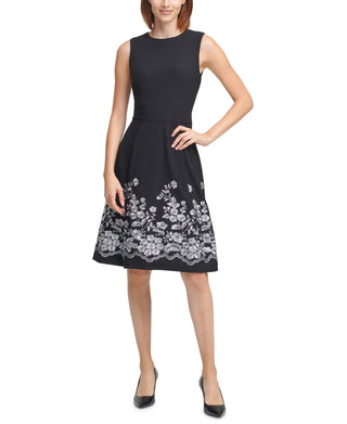 Calvin Klein Women's Embroidered A Line Dress Grey Size 4