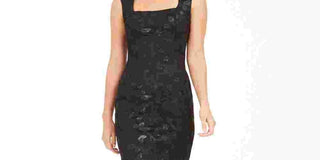 Calvin Klein Women's Square-Neck Sequin Scuba Dress Black Size 10