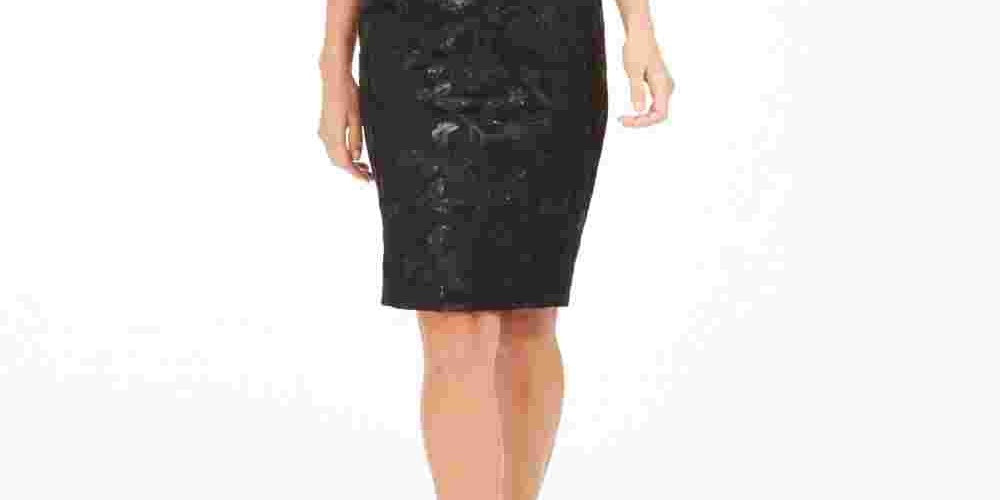 Calvin Klein Women's Square-Neck Sequin Scuba Dress Black Size 10
