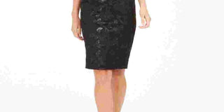 Calvin Klein Women's Square-Neck Sequin Scuba Dress Black Size 10