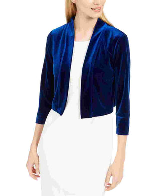 Calvin Klein Women's Velvet Shrug Cardigan Blue Size Large