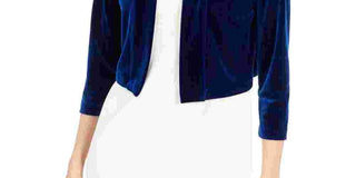 Calvin Klein Women's Velvet Shrug Cardigan Blue Size Large