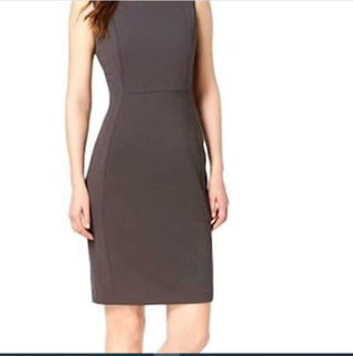 Calvin Klein Women's Scuba Crepe Sheath Dress Grey Size 10 Petite