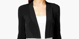 Calvin Klein Women's 3/4 Sleeve Open Cardigan Top Black Size Petite Small