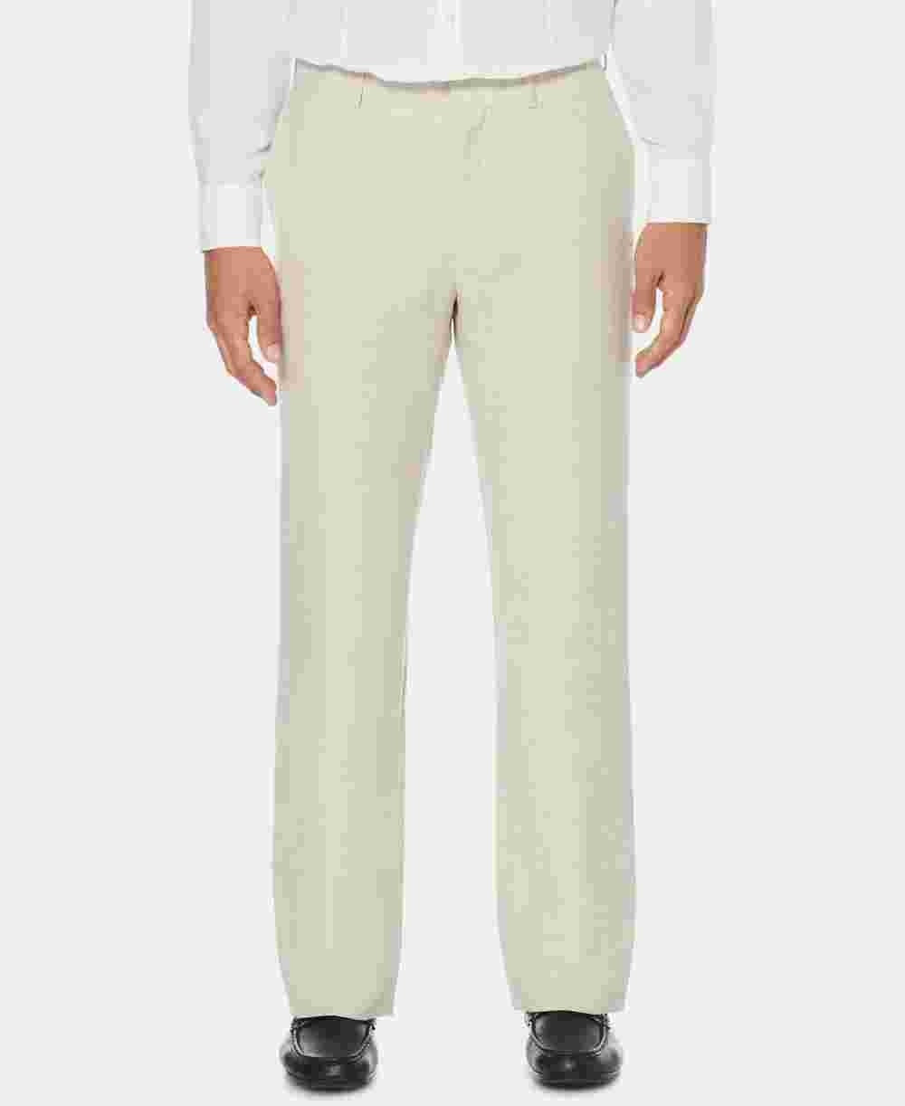 Cubavera Men's Flat Front Textured Linen Pants Dark Beige Size 48X32