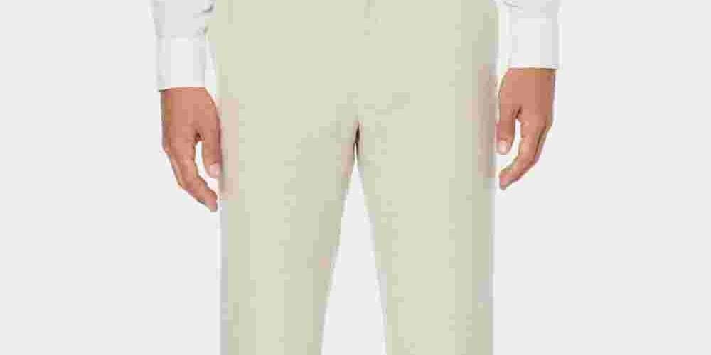 Cubavera Men's Flat Front Textured Linen Pants Dark Beige Size 48X32