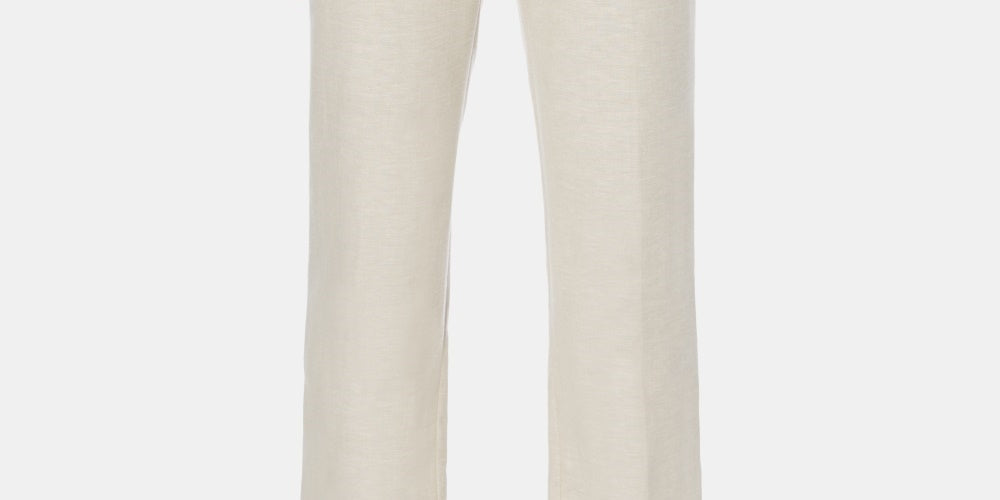 Cubavera Men's Flat Front Textured Linen Pants Dark Beige Size 52X32