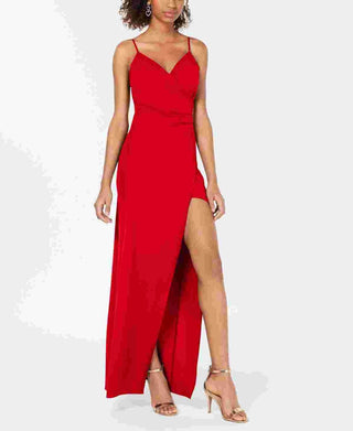 Emerald Sundae Junior's High Slit Gown Red Size Small