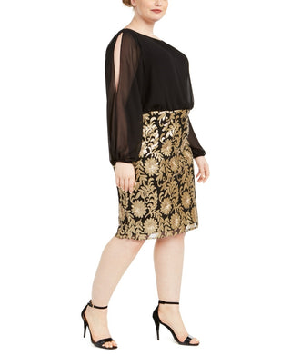 Calvin Klein Women's Plus Size Split-Sleeve Sheath Dress Black Size 18W