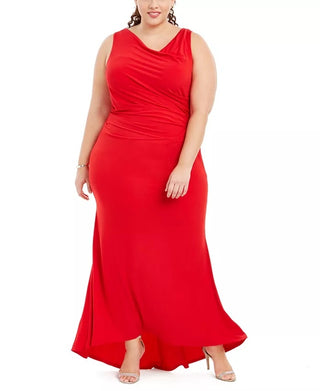 Calvin Klein Women's Draped Cowlneck Gown Red Size 22W