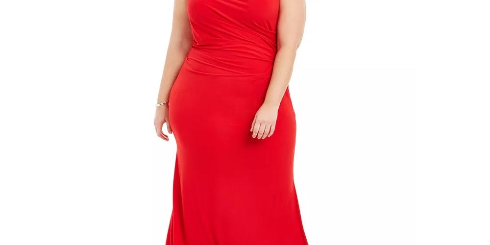 Calvin Klein Women's Draped Cowlneck Gown Red Size 22W