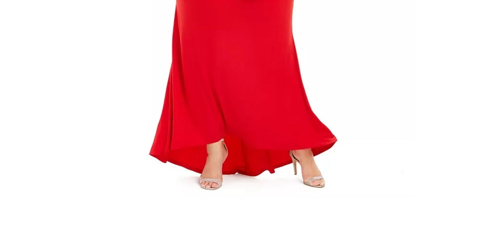 Calvin Klein Women's Draped Cowlneck Gown Red Size 22W