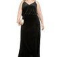 Calvin Klein Women's Plus Sparkle Velvet Blouson Gown Green Size 14W