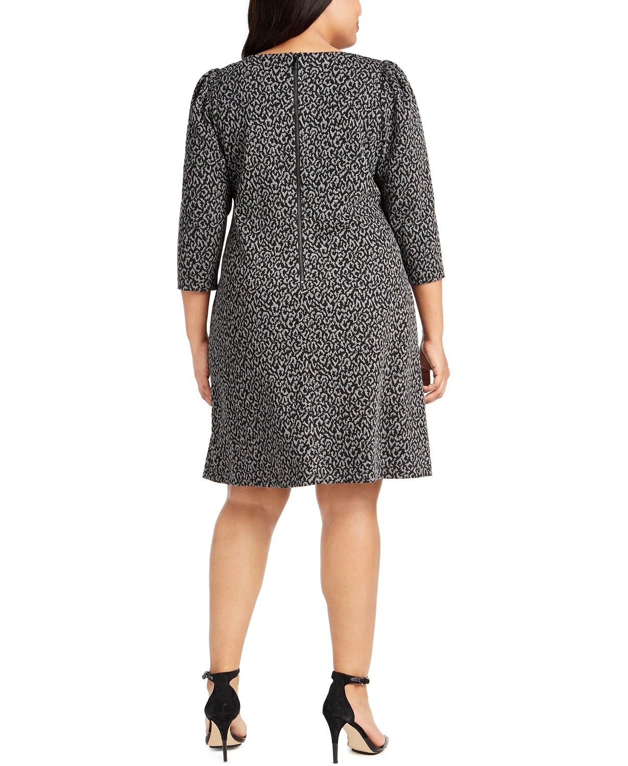 Calvin Klein Women's Animal Print Ponte Knit Dress Gray Size 14W