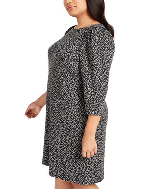 Calvin Klein Women's Animal Print Ponte Knit Dress Gray Size 14W