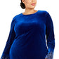 Calvin Klein Women's Plus Size Bling Bell-Sleeve Velvet Dress Blue Size 14W