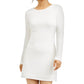 Speechless Women's Glitter Long Sleeve Jewel Neck Above The Knee Body Con Evening Dress White Size 13