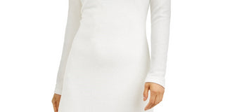 Speechless Women's Glitter Long Sleeve Jewel Neck Above The Knee Body Con Evening Dress White Size 13