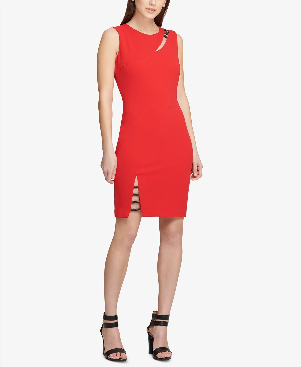 DKNY Women's Cutout Sheath Dress Bright Red Size 12