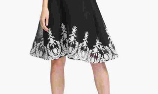 DKNY Women's Sleeveless Embroidered Fit & Flare Dress Black Size 10