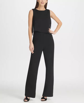 DKNY Women's Chiffon Overlay Jumpsuit Black Size 14