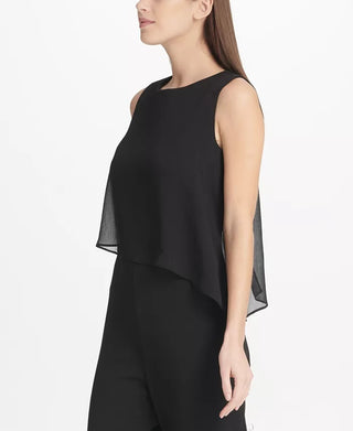 DKNY Women's Chiffon Overlay Jumpsuit Black Size 14