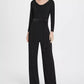DKNY Women's Jersey Cowl Neck Belted Jumpsuit Black Size 8