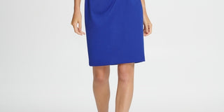 DKNY Women's Ponte Side Ruche Sheath Dress Blue Size 2