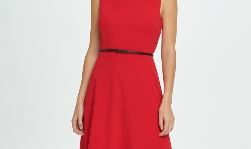 DKNY Women's Seamed Midi Dress Red Size 8