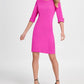 DKNY Women's Button Cuff Elbow Sleeve Sheath Dress Purple Size 14