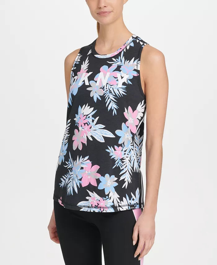 DKNY Women's Sport Printed Logo Tank Top  Black Size Medium