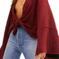 Free People Women's Azalea Wrap Top Dark Red Size X-Small