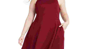 Speechless Women's Cut Out Bowtie Sleeveless Halter Above The Knee Fit Flare Dress Red Size 22