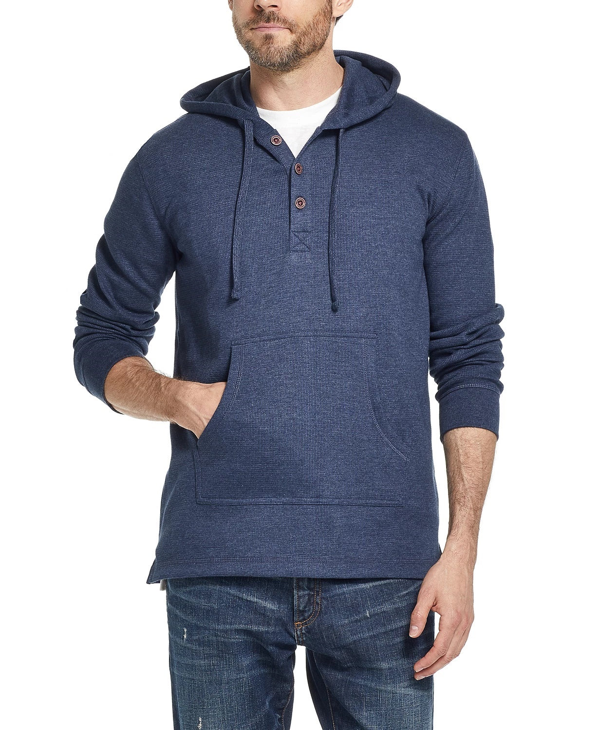 Weatherproof Vintage Men's Navy Long Sleeve Classic Fit Hoodie Navy Size Small