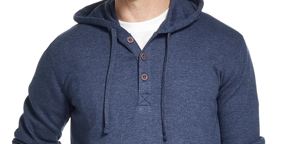 Weatherproof Vintage Men's Navy Long Sleeve Classic Fit Hoodie Navy Size Small