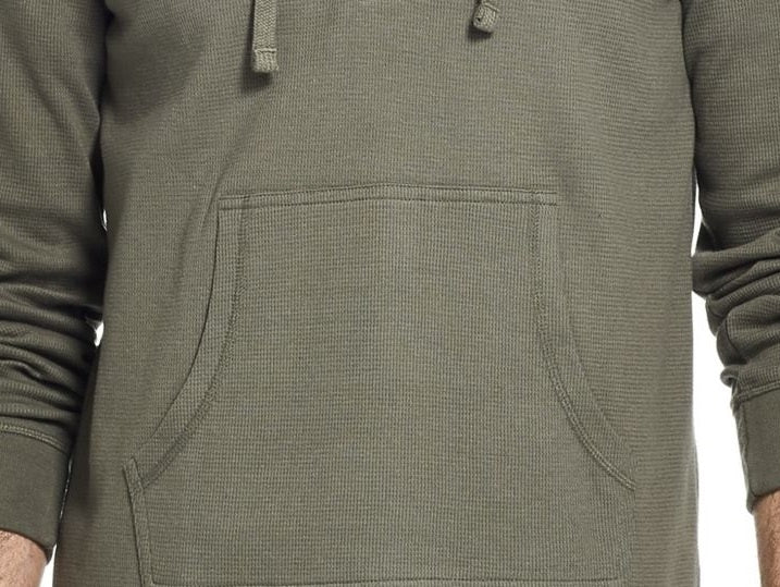 Weatherproof Vintage Men's Sweater Hooded Waffle Knit Pocket Green Size Small
