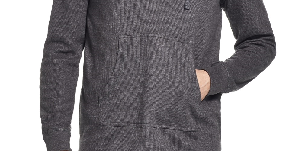 Weatherproof Vintage Men's Textured Henley Hoodie Charcoal Size Small