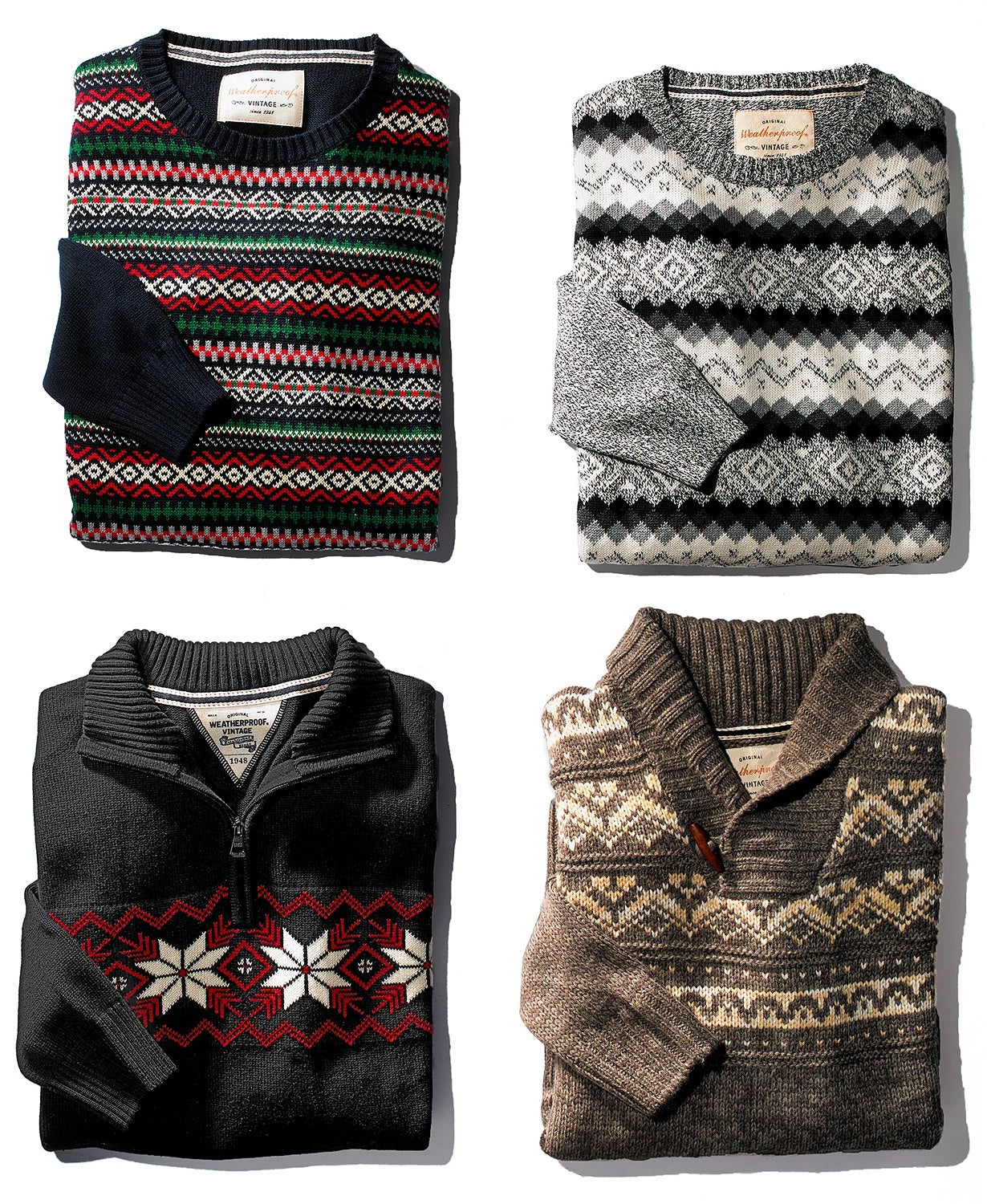 Weatherproof Vintage Men's Fair Isle Sweater Navy Size