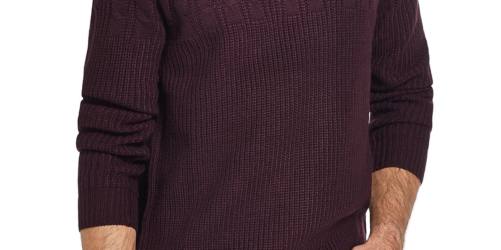 Weatherproof Vintage Men's Cable Yolk Sweater Red Size Large Medium