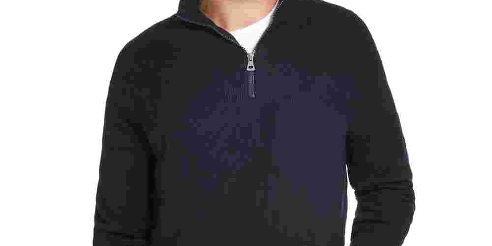 Weatherproof Vintage Men's Soft Touch Quarter-Zip Sweater Navy Size XX-Large