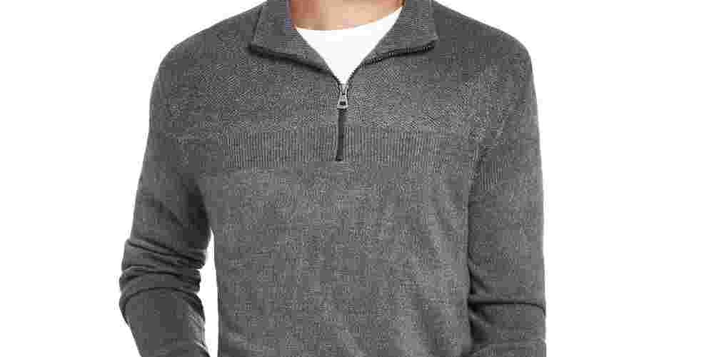 Weatherproof Vintage Men's 1/4 Zip Pullover Sweater Grey Size Small