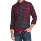 Weatherproof Vintage Men's Plaid Collared Classic Fit Cotton Dress Shirt Navy Size Medium