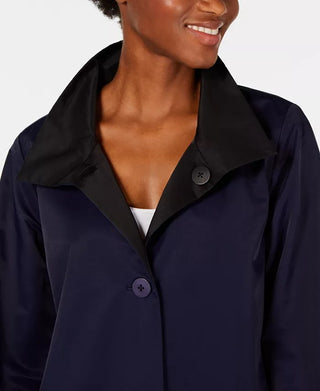 Eileen Fisher Women's Organic Stand-Collar Reversible Coat Blue size X-Large